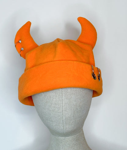 Devil Beanie in Bright Orange READY TO SHIP