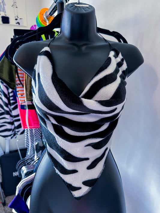 Size Large - Zebra Cowl Neck Top