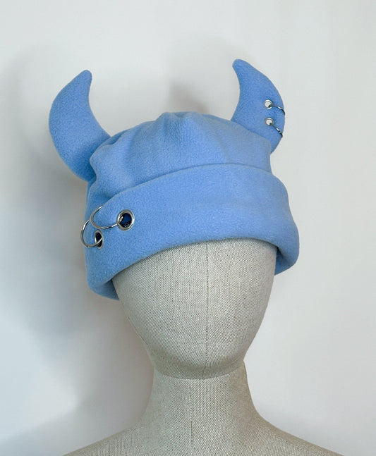 Devil Beanie in Baby Blue READY TO SHIP