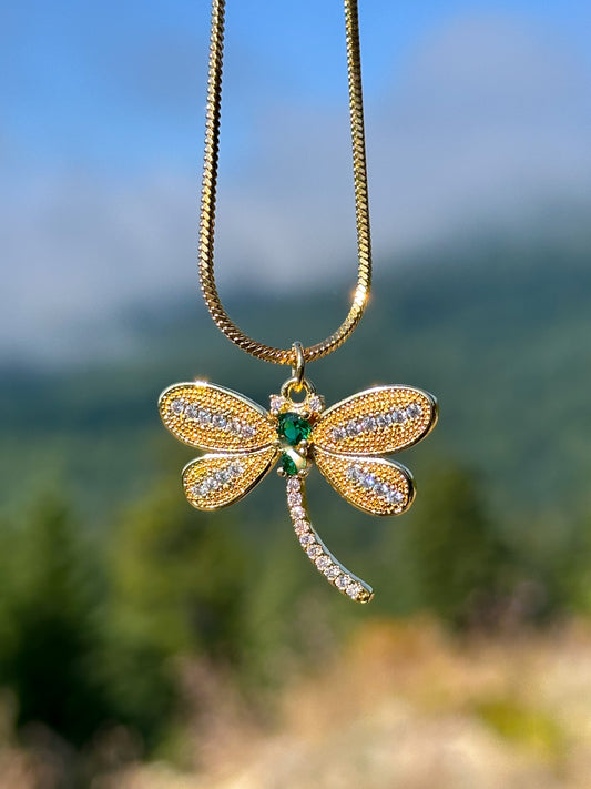 Dragonfly Necklace -Green