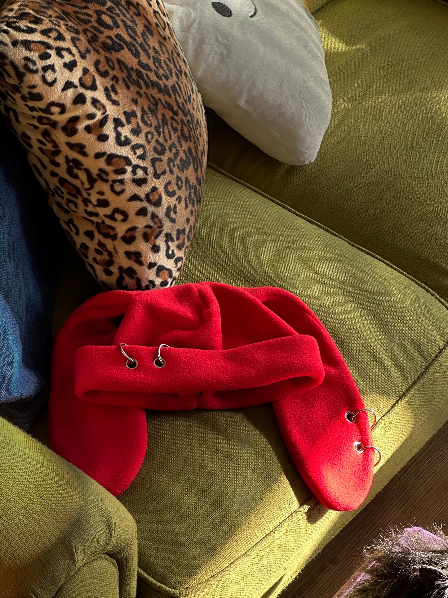 Pierced Bunny Beanie - Primary Red