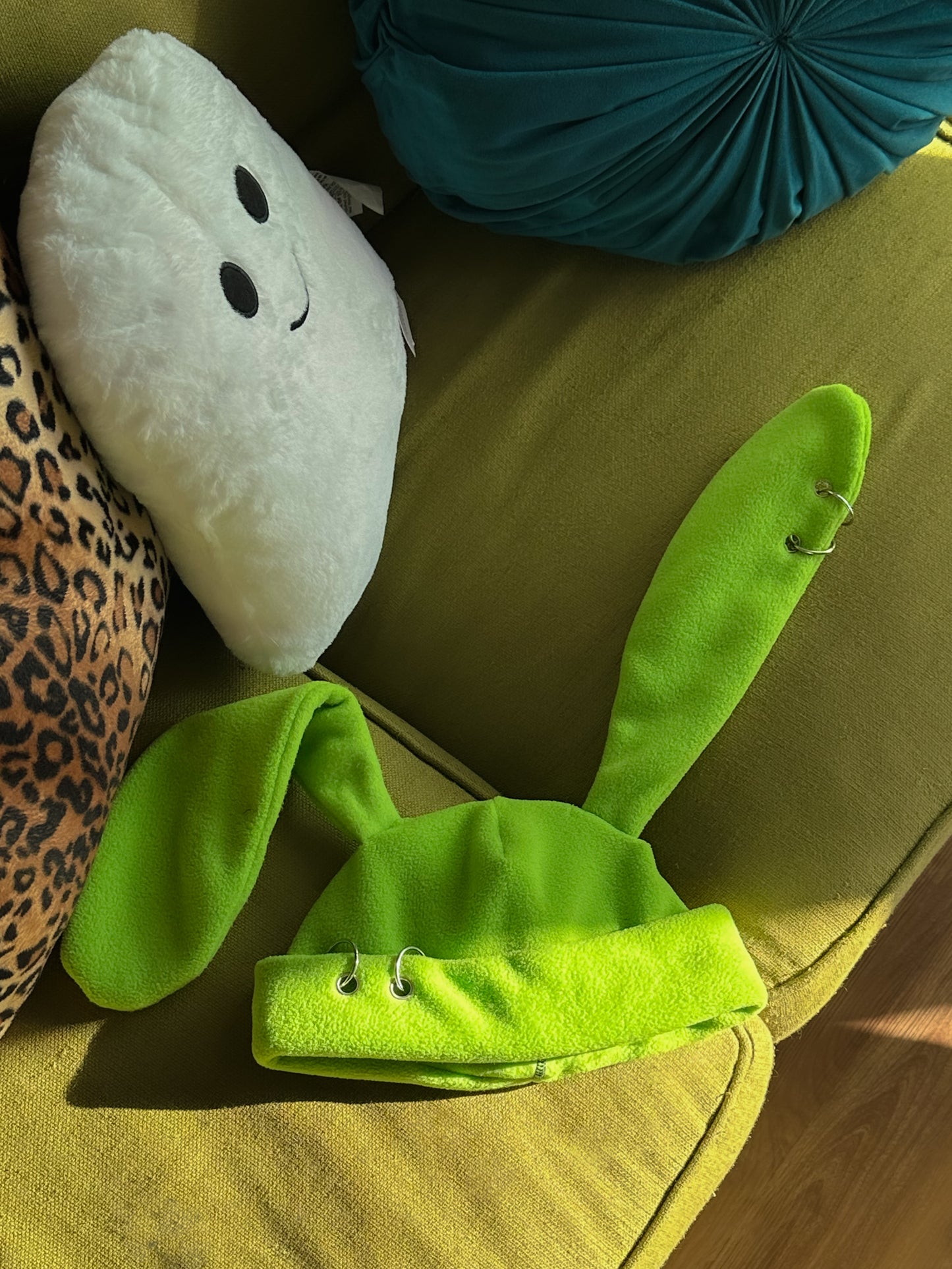 Pierced Bunny Beanie - Poison Green