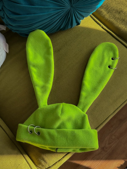 Pierced Bunny Beanie - Poison Green