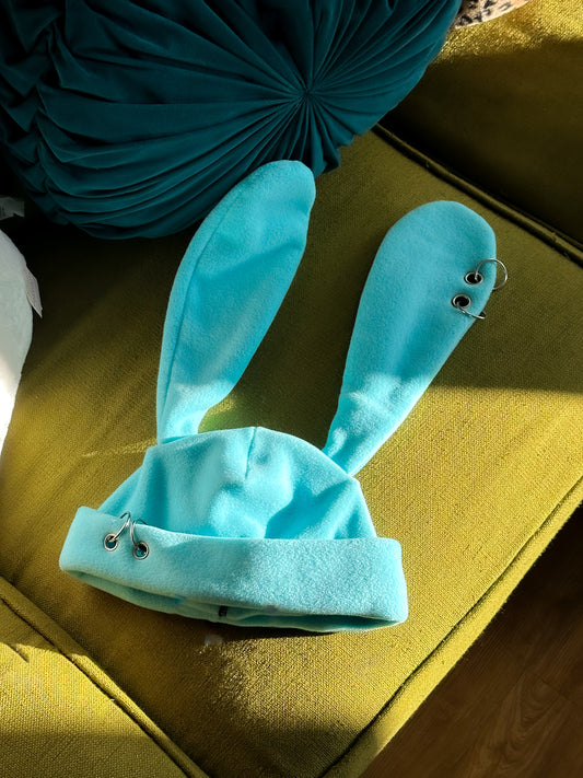 Pierced Bunny Beanie - Ice Blue