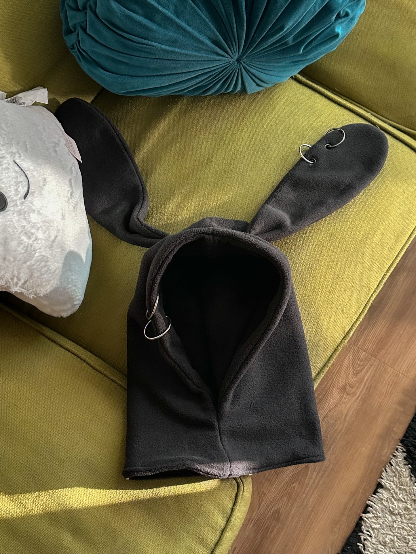 Pierced Bunny Hood - Black