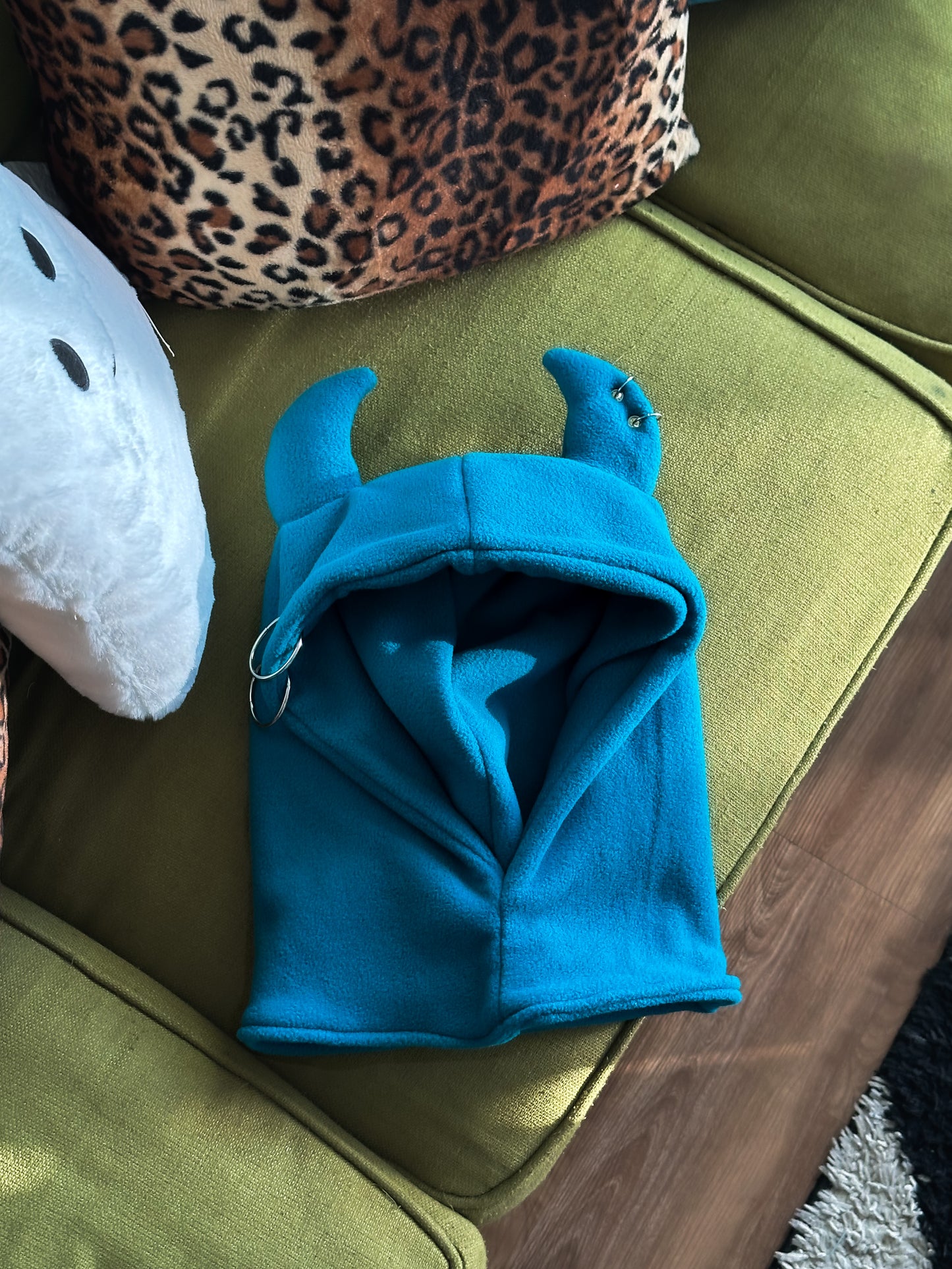 Pierced Devil Hood - Teal