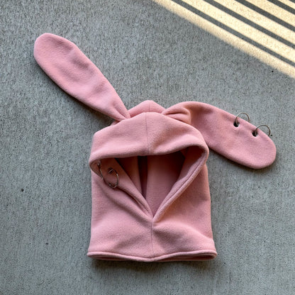 Pierced Bunny Hood - Mauve Pink