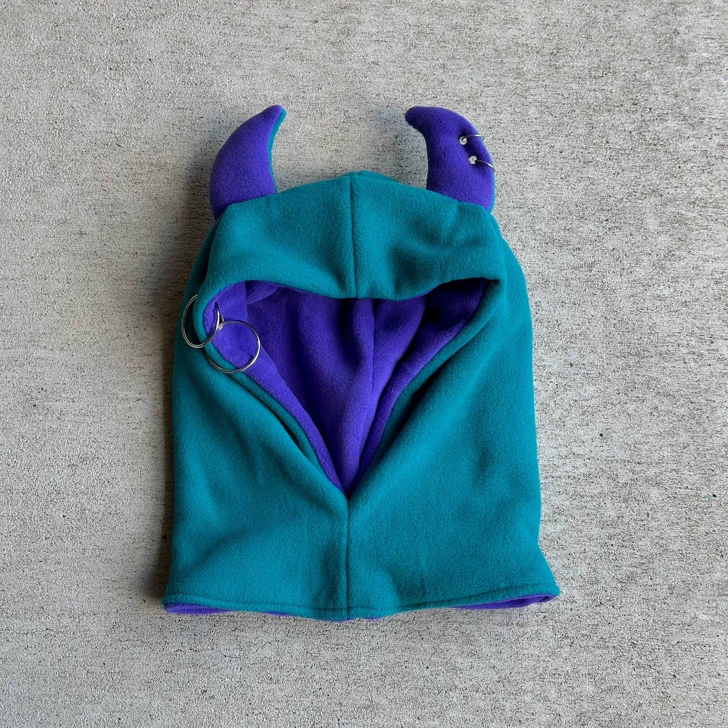 Pierced Devil Hood - Purple/teal