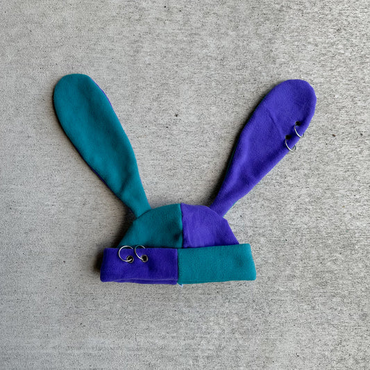 Pierced Bunny Beanie - Multicolor purple/teal