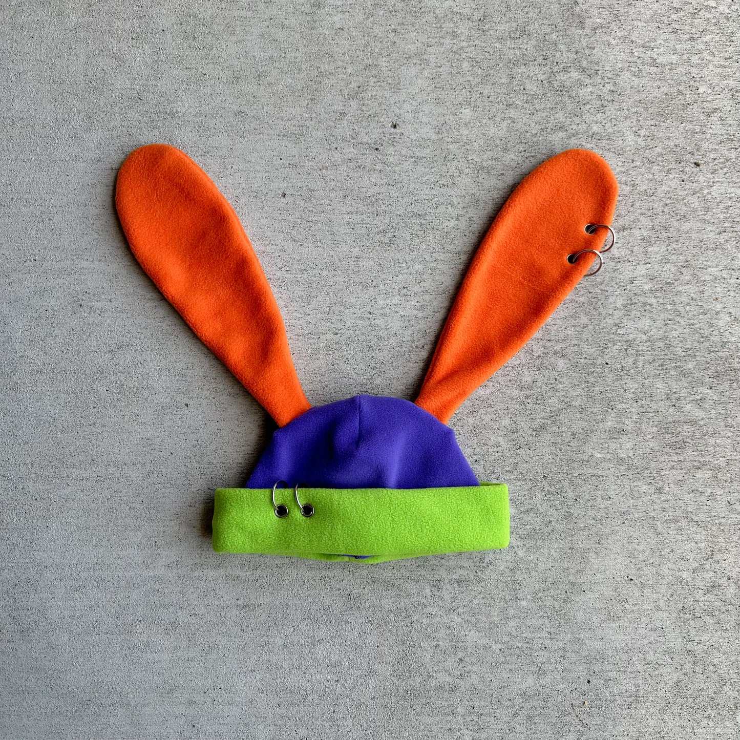 Pierced Bunny Beanie - Multicolor orange/purple/green