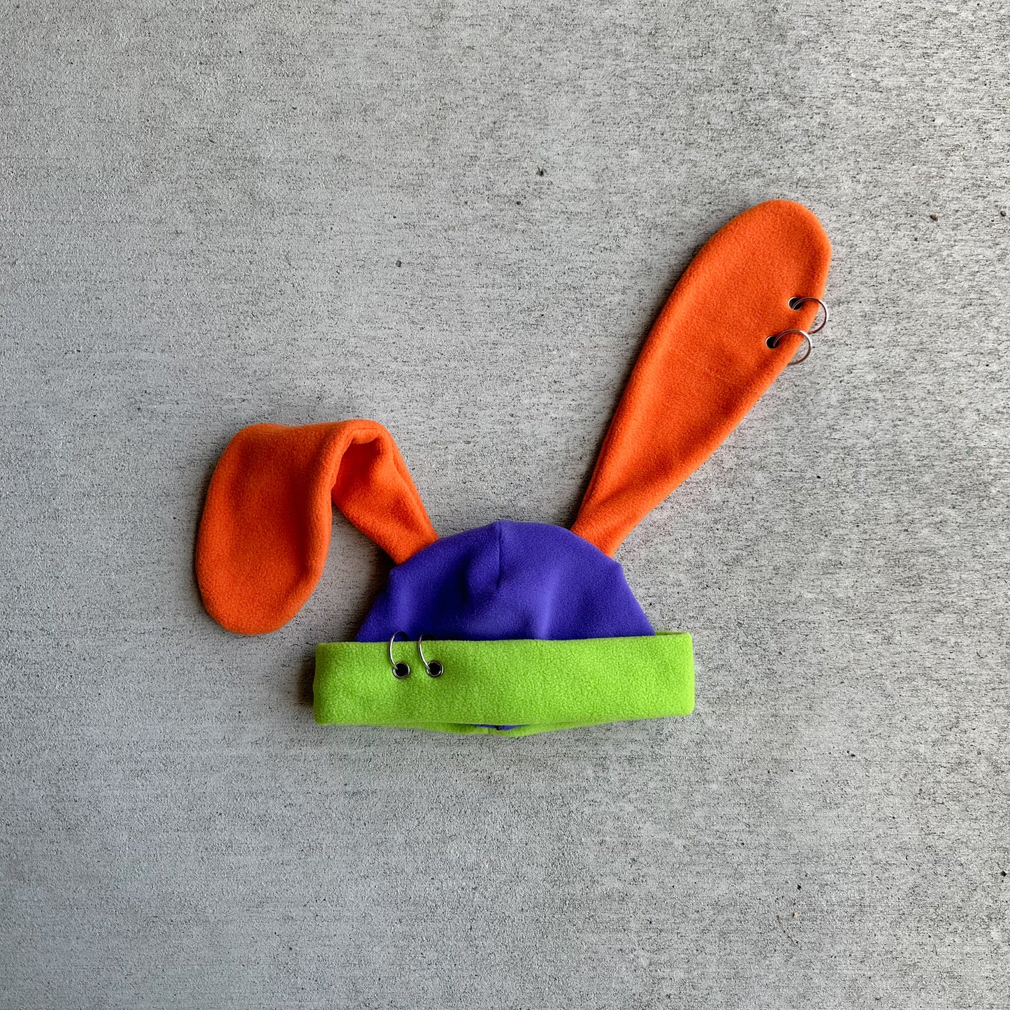 Pierced Bunny Beanie - Multicolor orange/purple/green