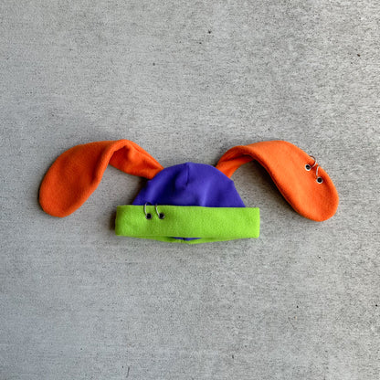 Pierced Bunny Beanie - Multicolor orange/purple/green