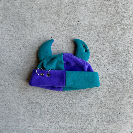 Pierced Devil Beanie - Multicolor Purple/Teal