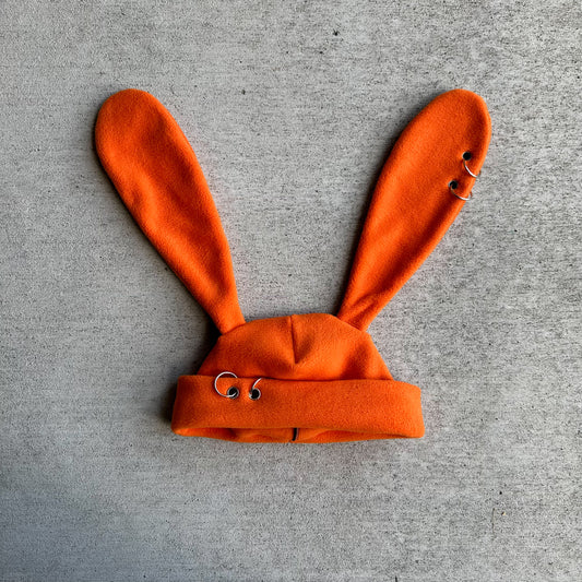 Pierced Bunny Beanie - Pumpkin Orange