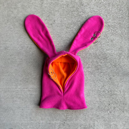 Pierced Bunny Hood - Neon Orange/Hot Pink