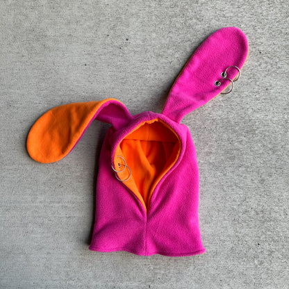 Pierced Bunny Hood - Neon Orange/Hot Pink