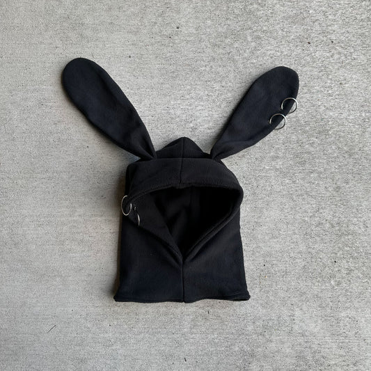 Pierced Bunny Hood - Black