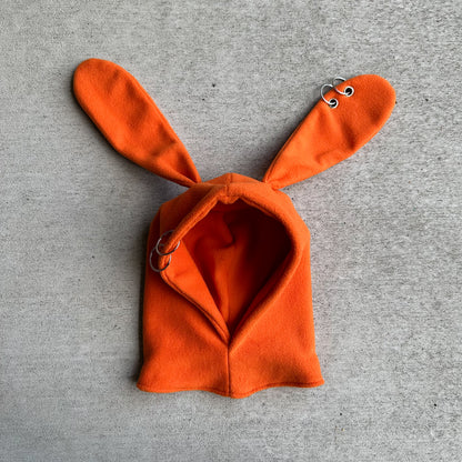 Pierced Bunny Hood - Pumpkin Orange