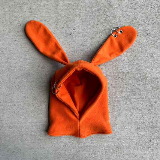 Pierced Bunny Hood - Pumpkin Orange